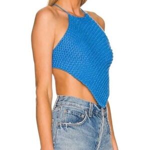 Bardot NWT Cobalt Blue Crochet Halter Top